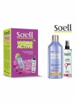 Набор подарочный, Soell (Соэль) 400 мл + 150 мл Гидро актив - шампунь + спрей-кондиционер термозащитный для сухих и поврежденных волос коробка
